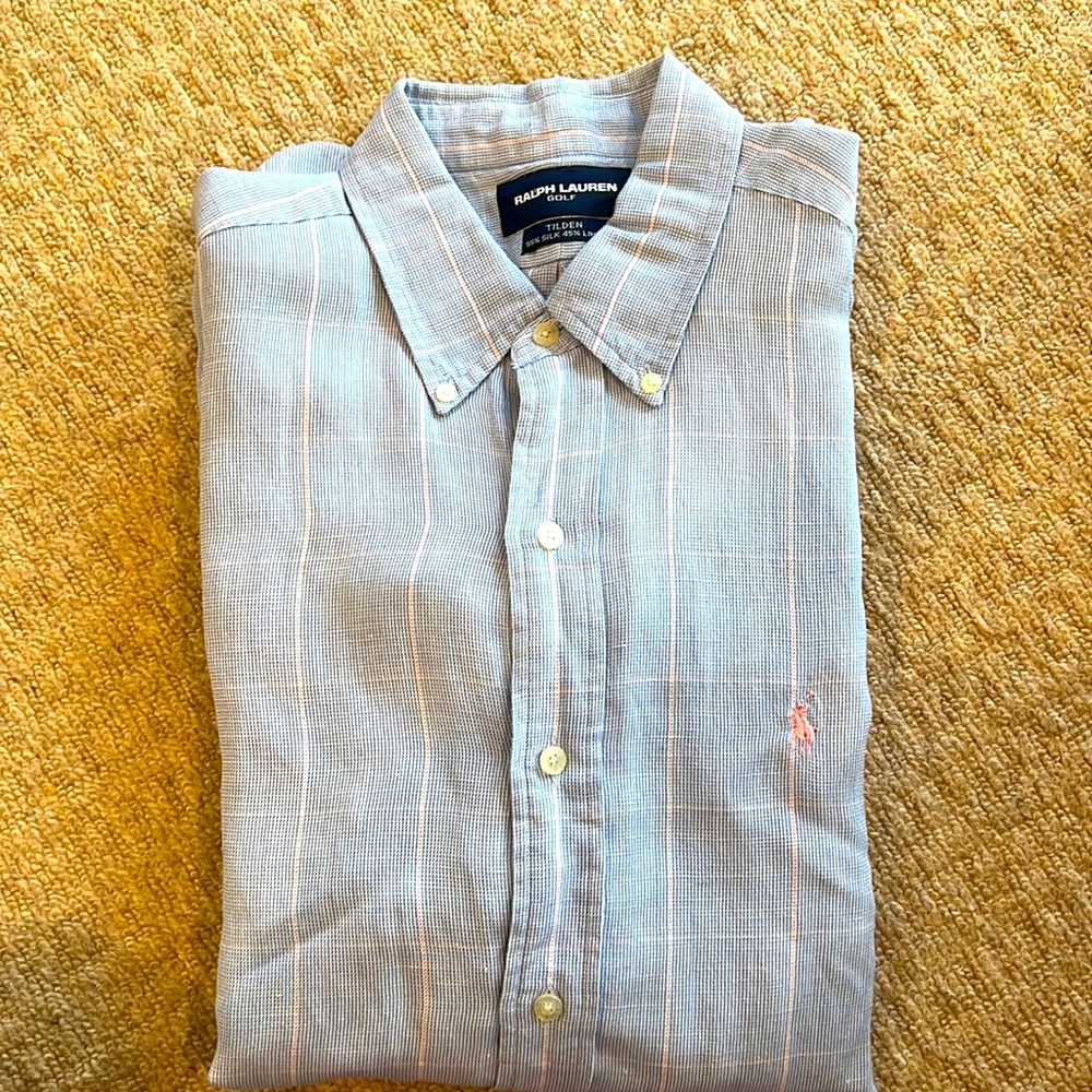 Ralph Lauren Golf linen/silk button down. like new!